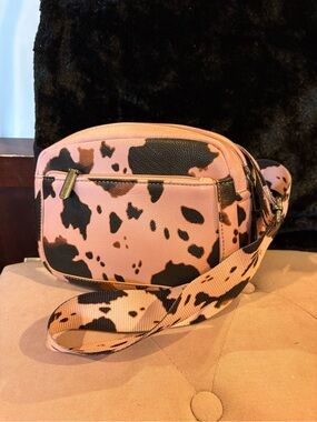 Montana West Pink and Black Cowprint Crossbody Bag
